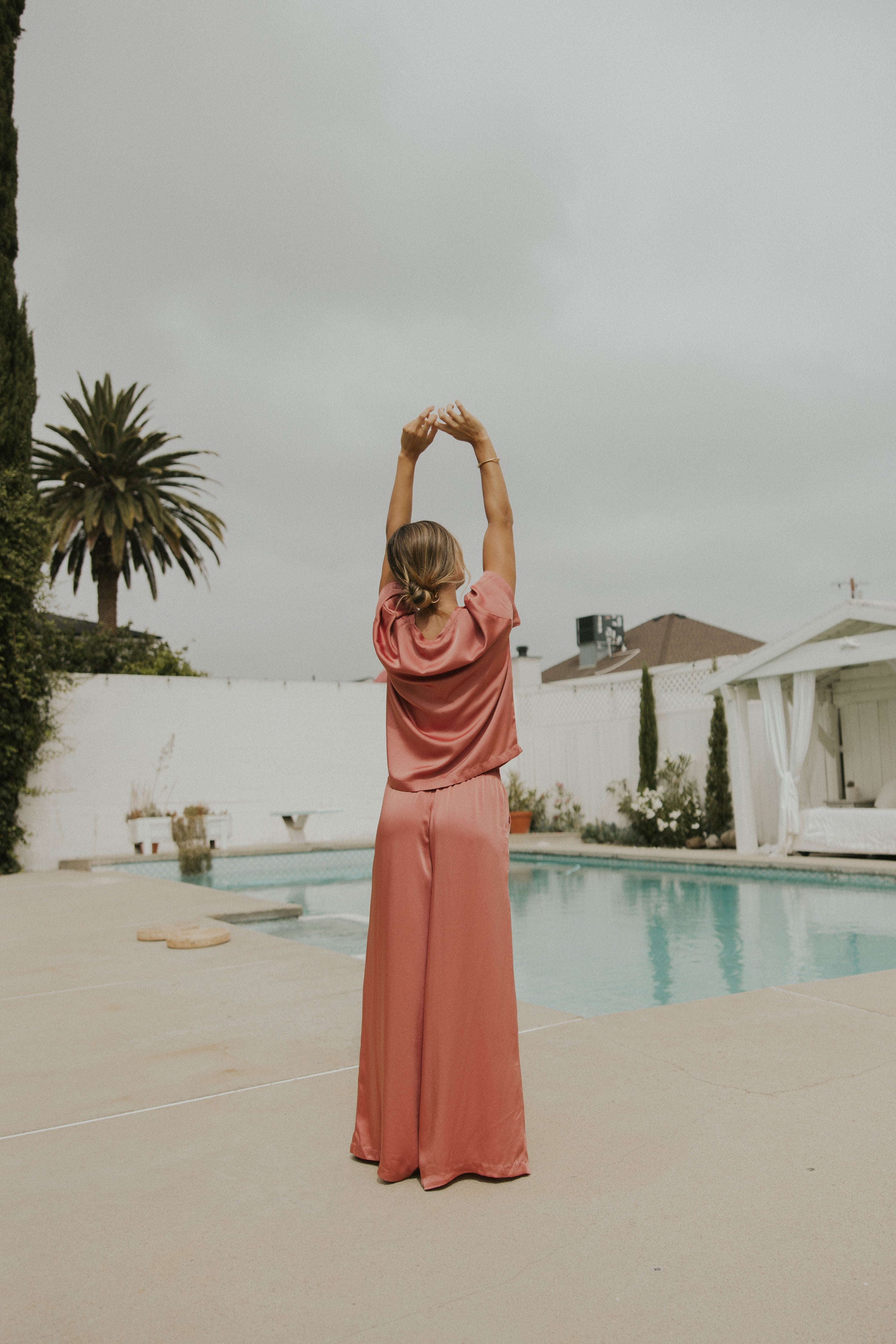 Matching silk sleepwear set for women