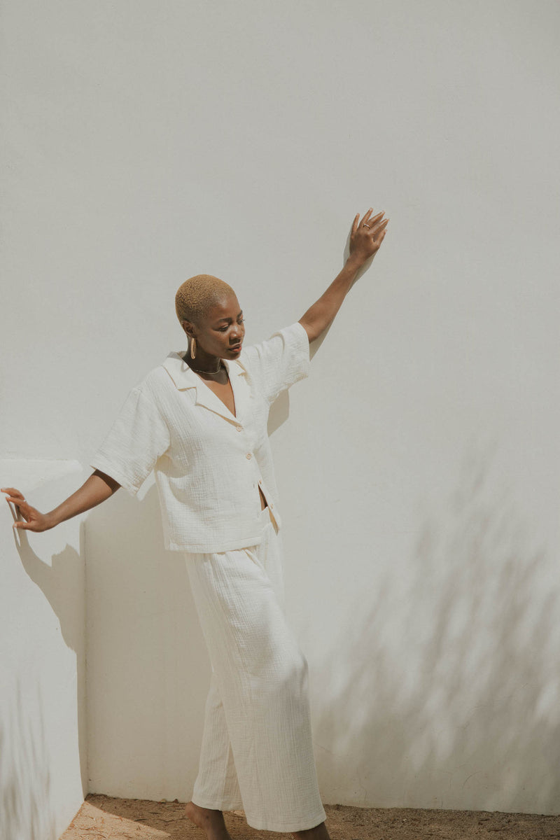 Carmen Pant in Cream | Women's Cream Gauze Pants – Altair The Label