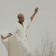 White muslin matching loungewear set for women.