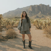 Ida Top in Charcoal | Gingham Top