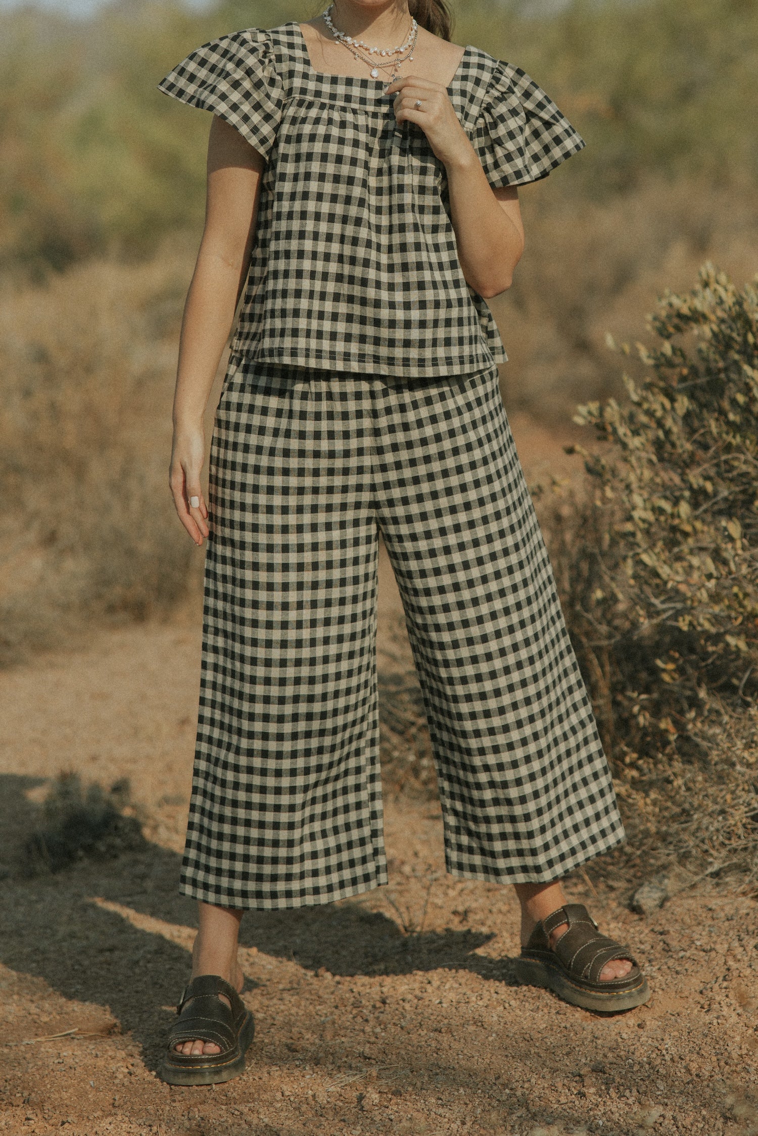 Meadow Pants in Charcoal | Wide Leg Gingham Pants – Altair The Label