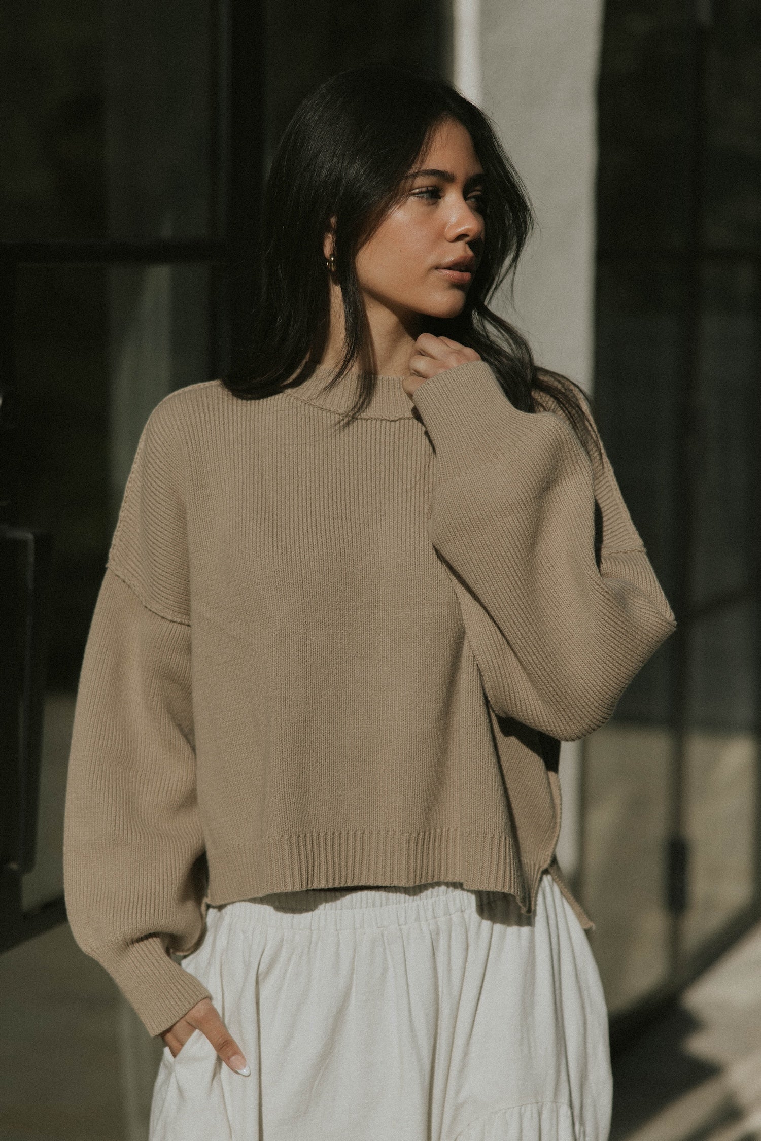 Juneau Sweater in Alabaster | Women's Brown Sweater – Altair The Label