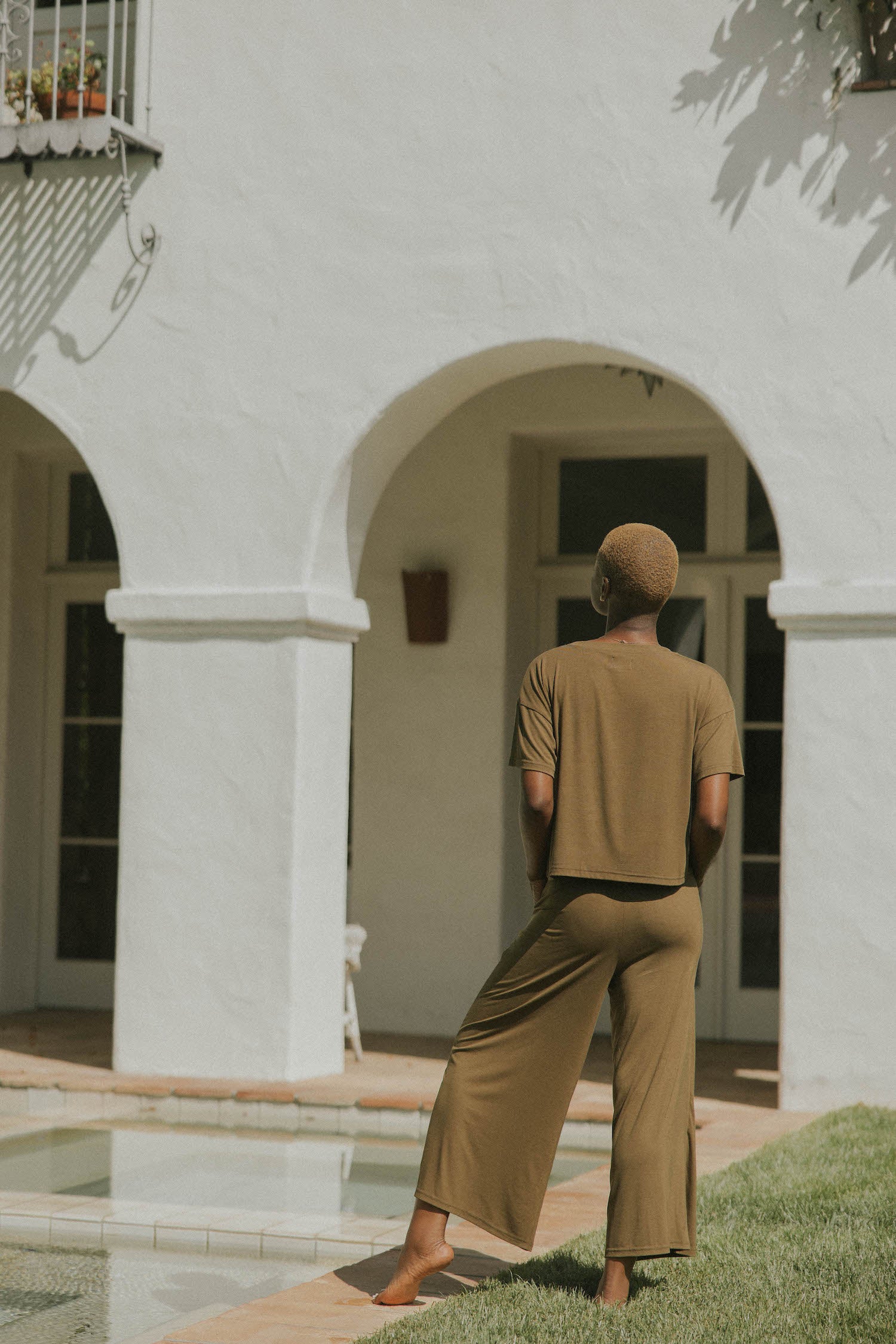 Green bamboo matching sleepwear set for women.