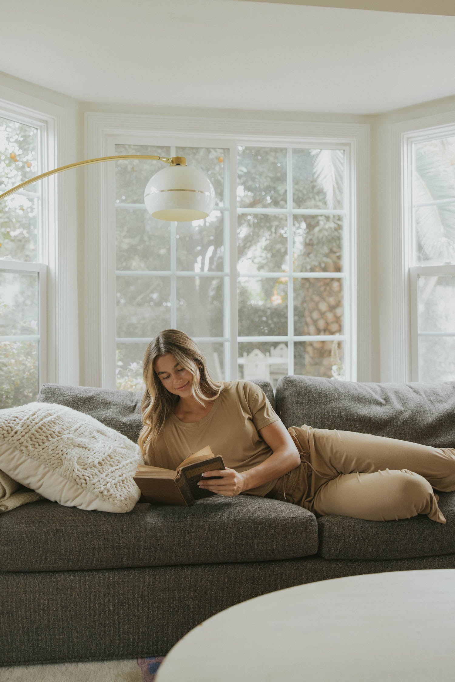 Brown bamboo matching sleepwear set for women.