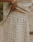Matching linen lounge set for women.