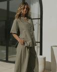 Penelope Bottoms in Cedar | Women's Plaid Wide Leg Pants