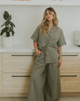 Penelope Bottoms in Cedar | Women's Plaid Wide Leg Pants