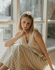 Gingham linen loungewear dress for women.