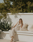 Gingham linen loungewear dress for women.