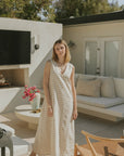 Gingham linen loungewear dress for women.