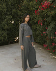 Zoe Thermal Ribbed Pant | Charcoal