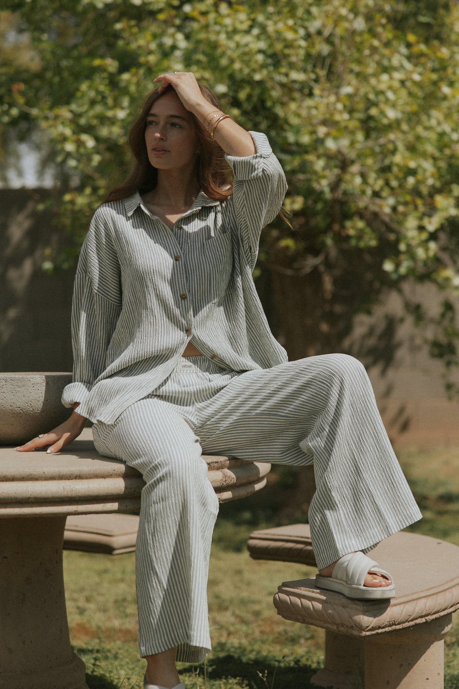 Hampton Pant in Azul | Women's Pinstripe Pants