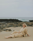 Brown muslin matching loungewear set for women.