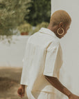 White muslin matching loungewear set for women.