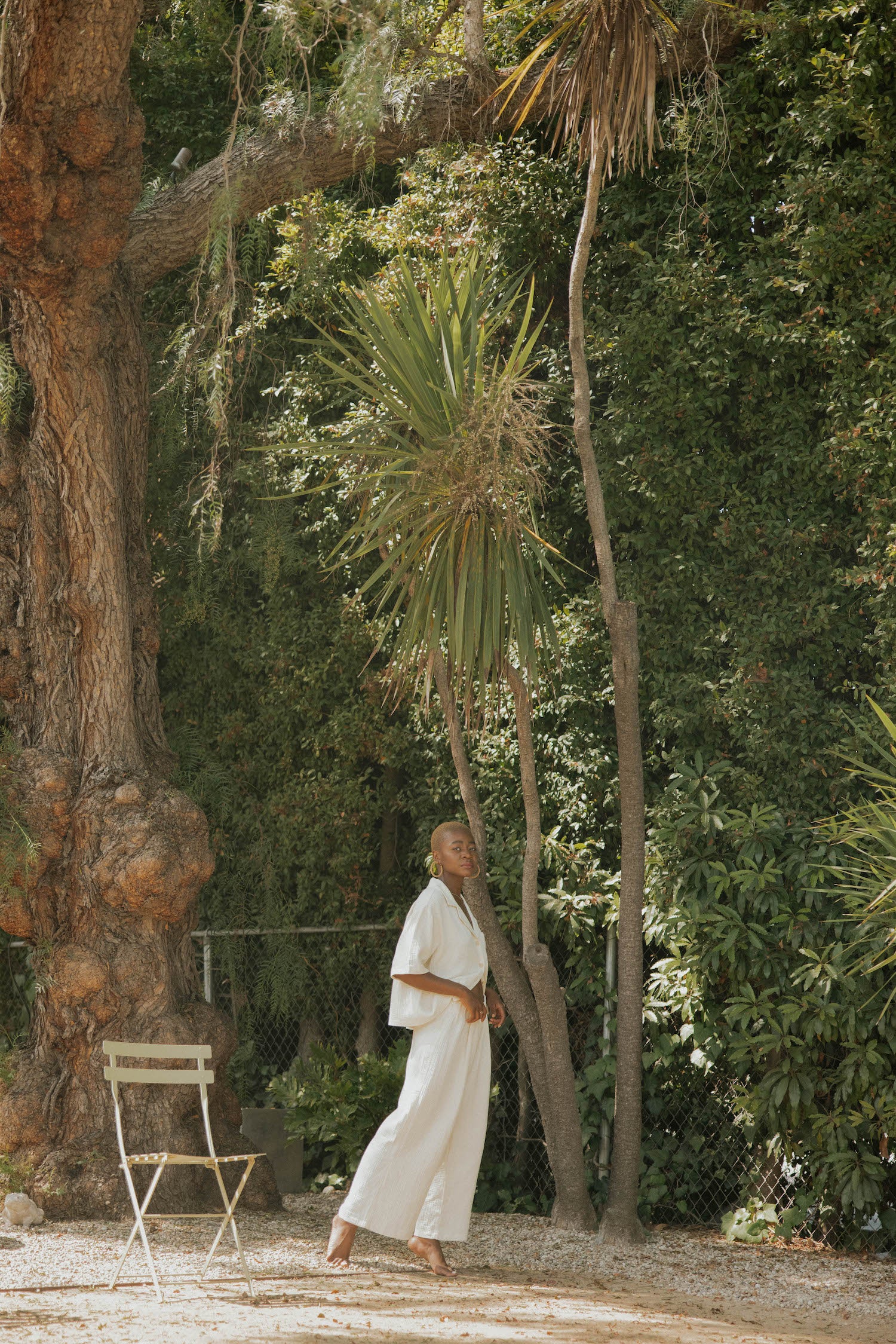 White muslin matching loungewear set for women.