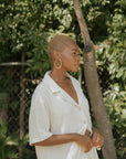 White muslin matching loungewear set for women.