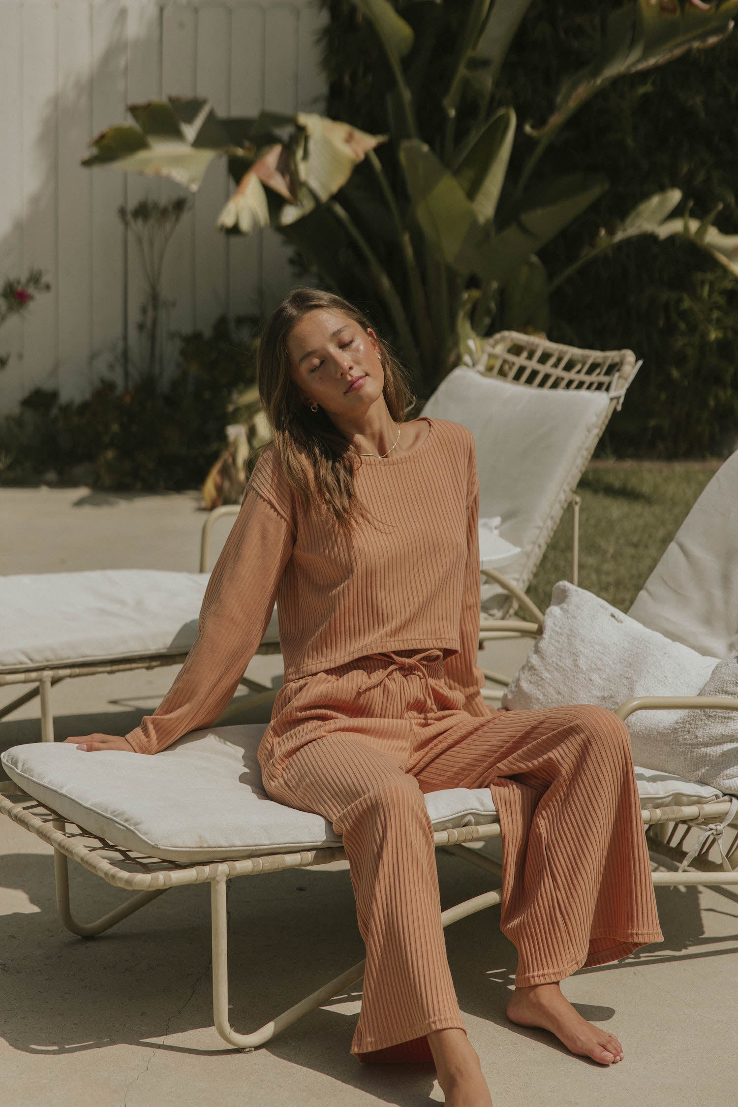 Ribbed luxury loungewear set for women.