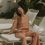 Ribbed luxury loungewear set for women.