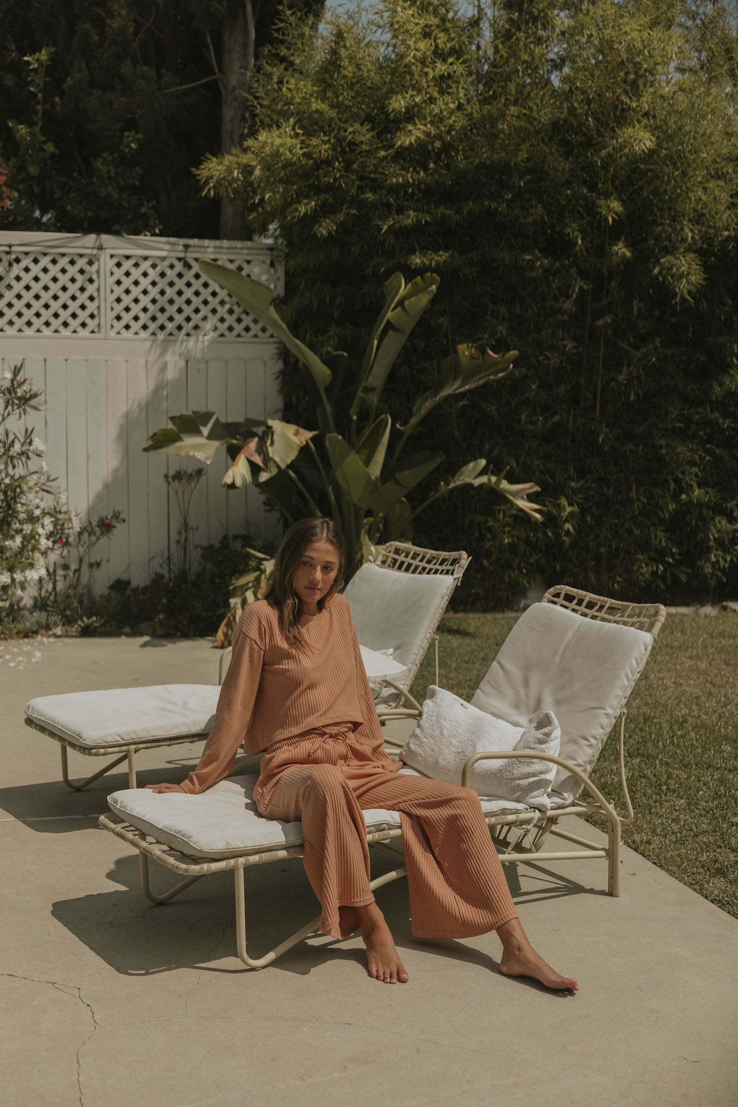 Ribbed luxury loungewear set for women.