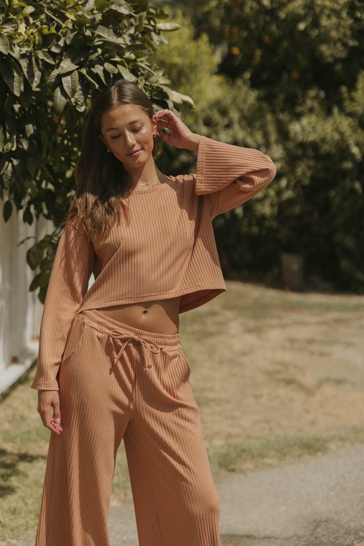 Ribbed luxury loungewear set for women.