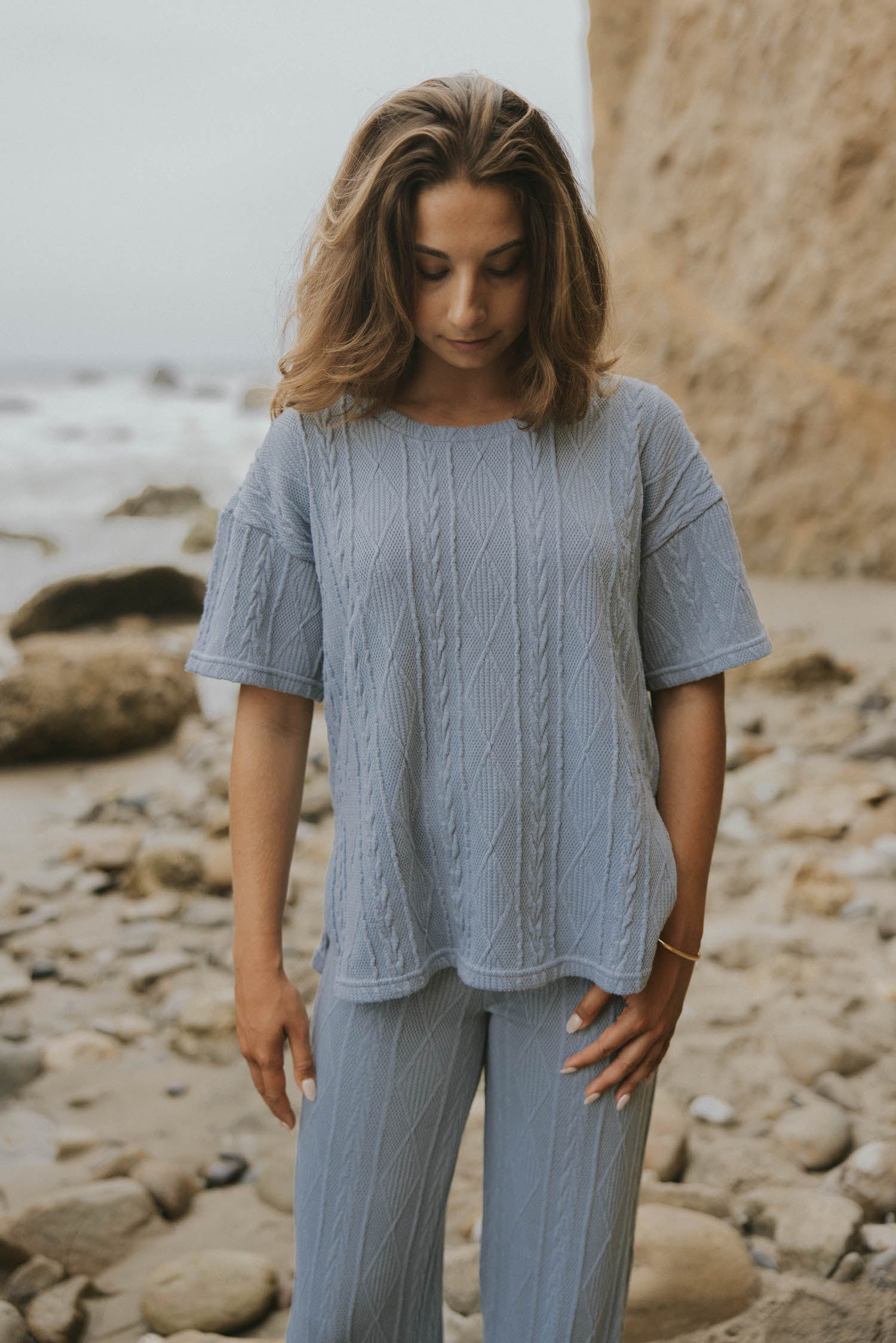 Blue luxury loungewear set for women.