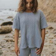 Blue luxury loungewear set for women.