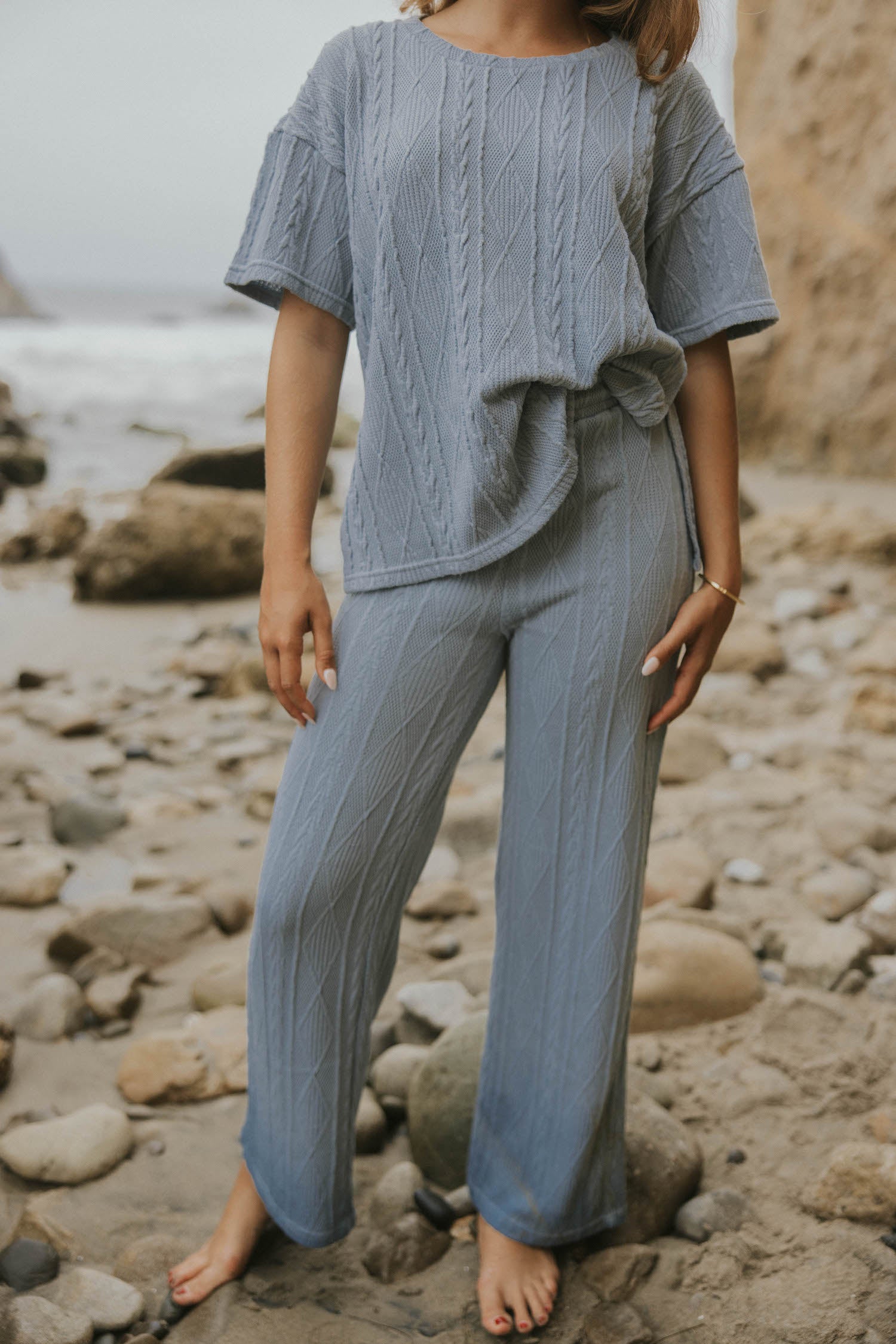 Blue loungewear pants for women.