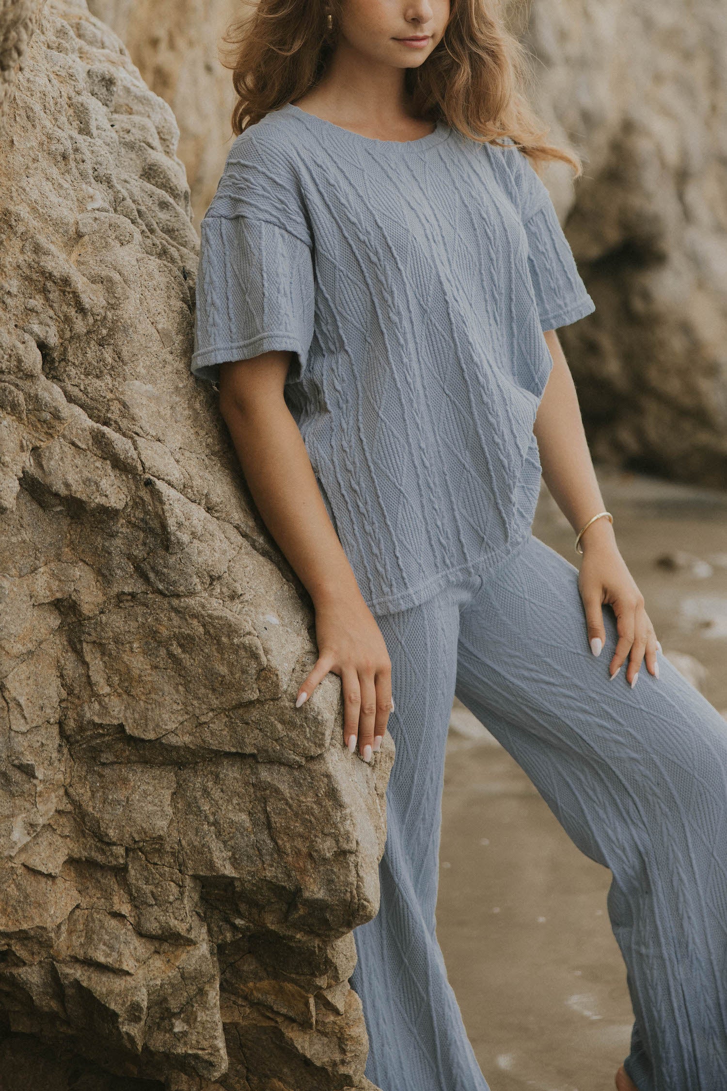 Blue loungewear pants for women.