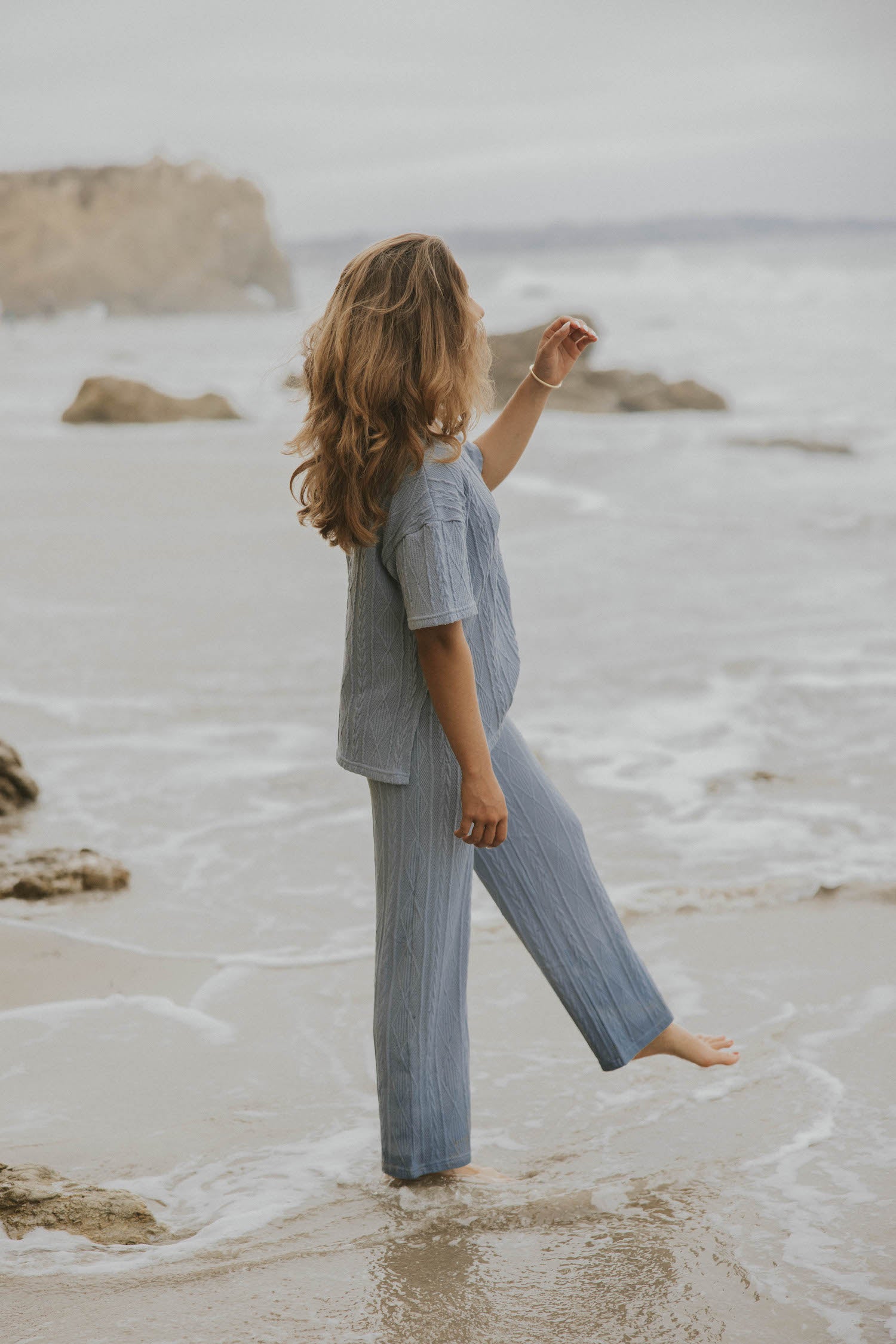 Blue loungewear pants for women.
