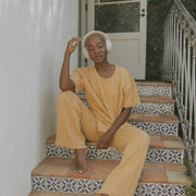 Yellow luxury loungewear set for women.