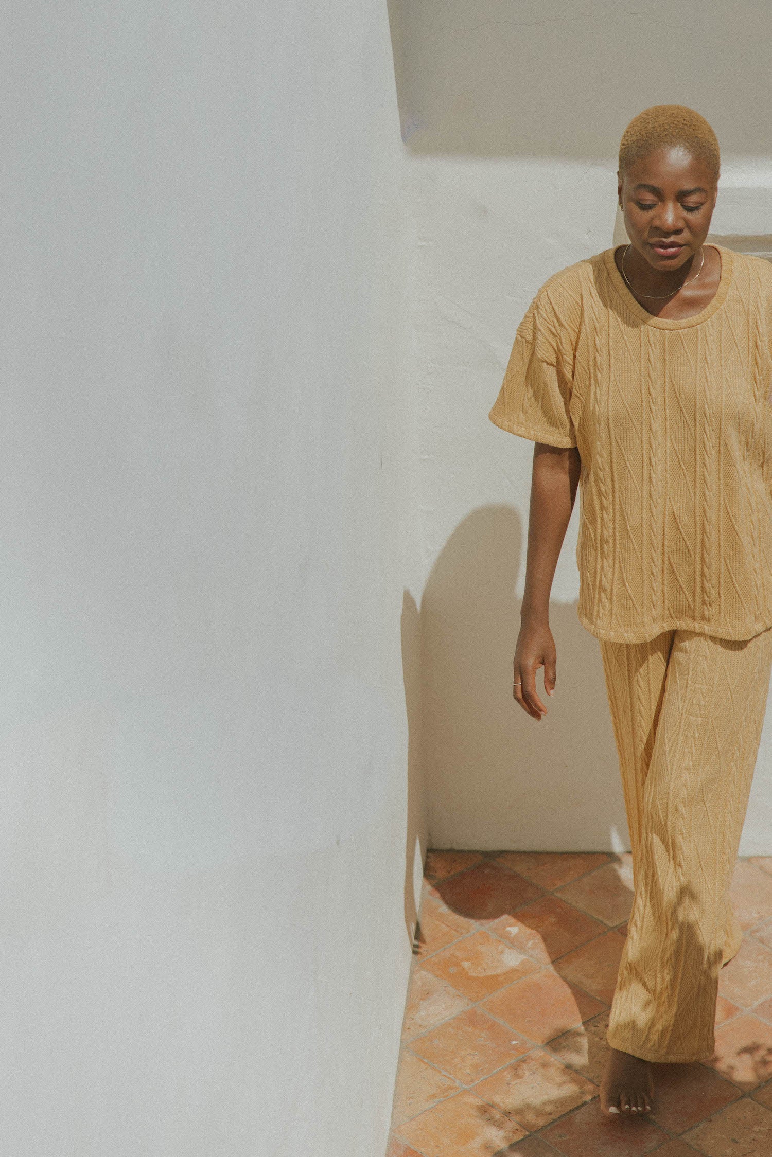 Yellow loungewear pants for women.