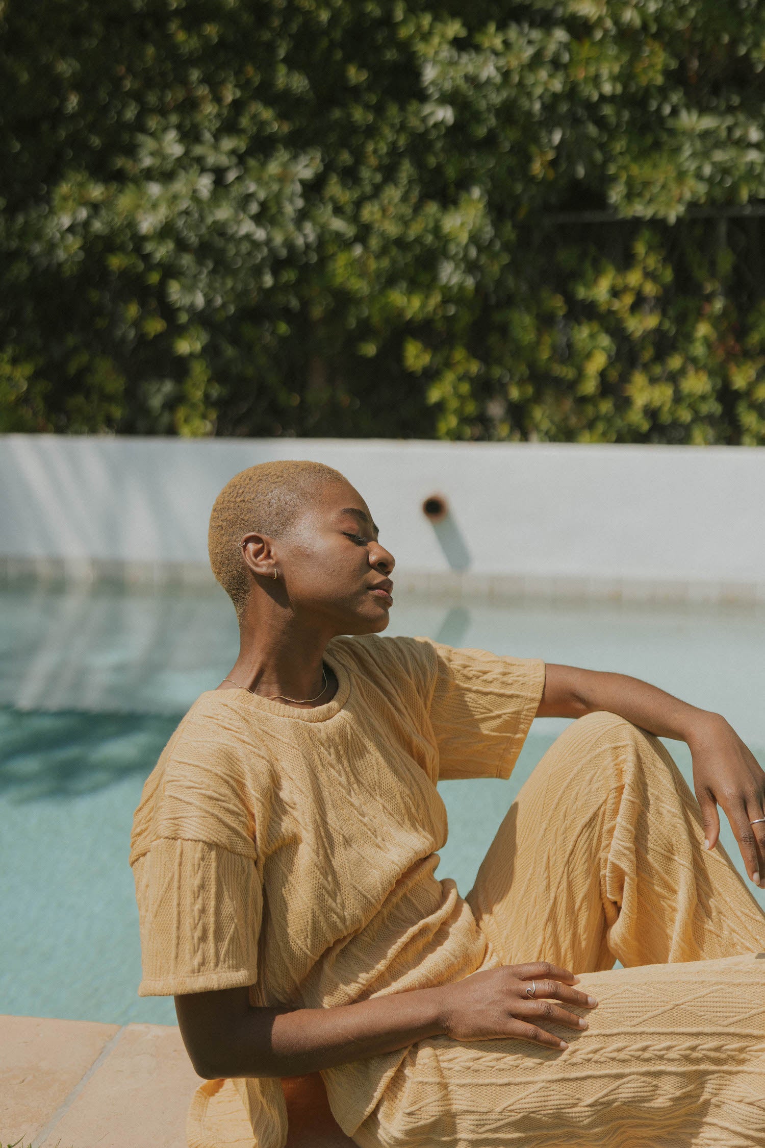 Yellow luxury loungewear set for women.