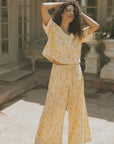 Floral two piece set and linen two piece set for women.