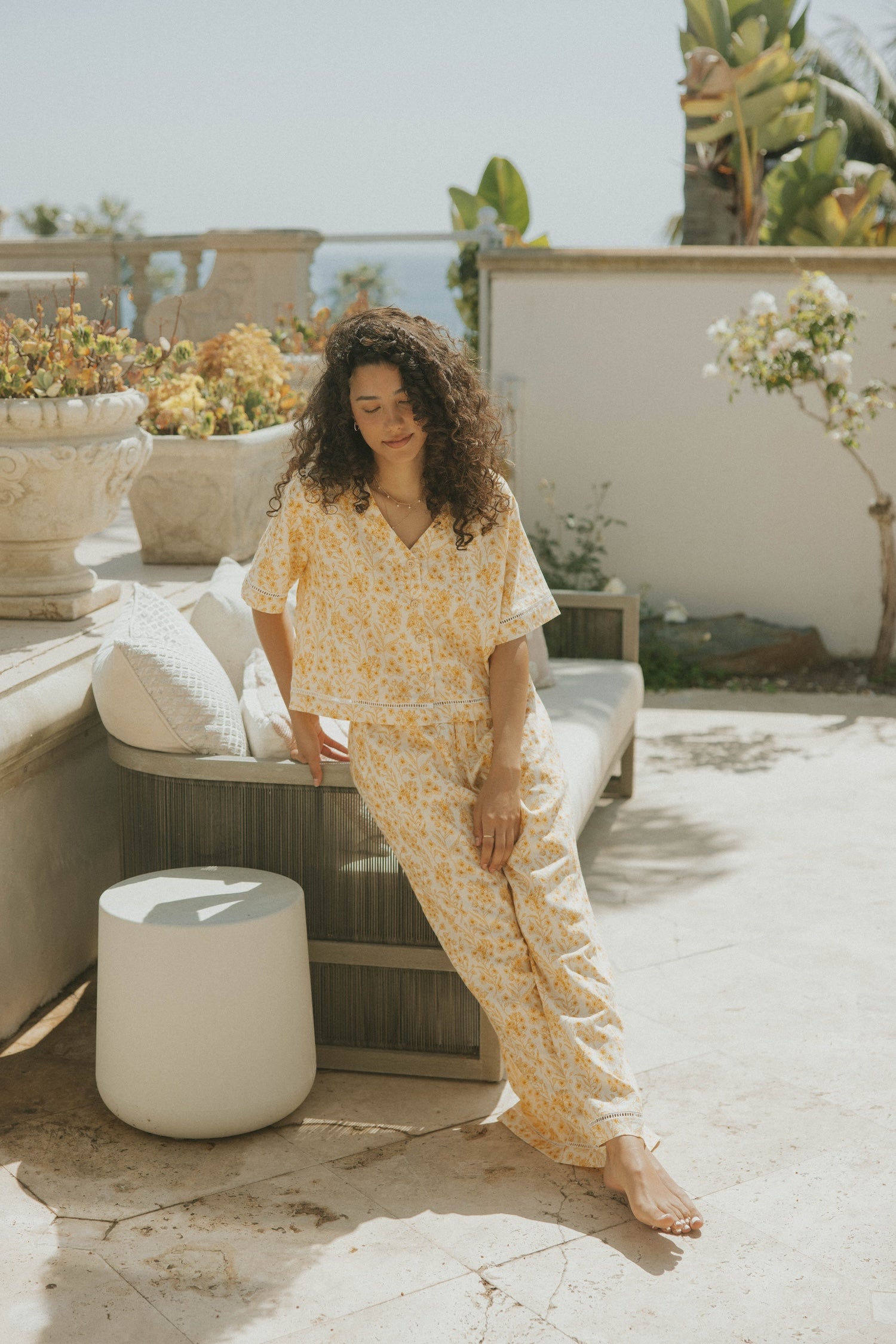 Floral two piece set and linen two piece set for women.