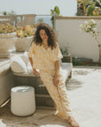 Floral two piece set and linen two piece set for women.