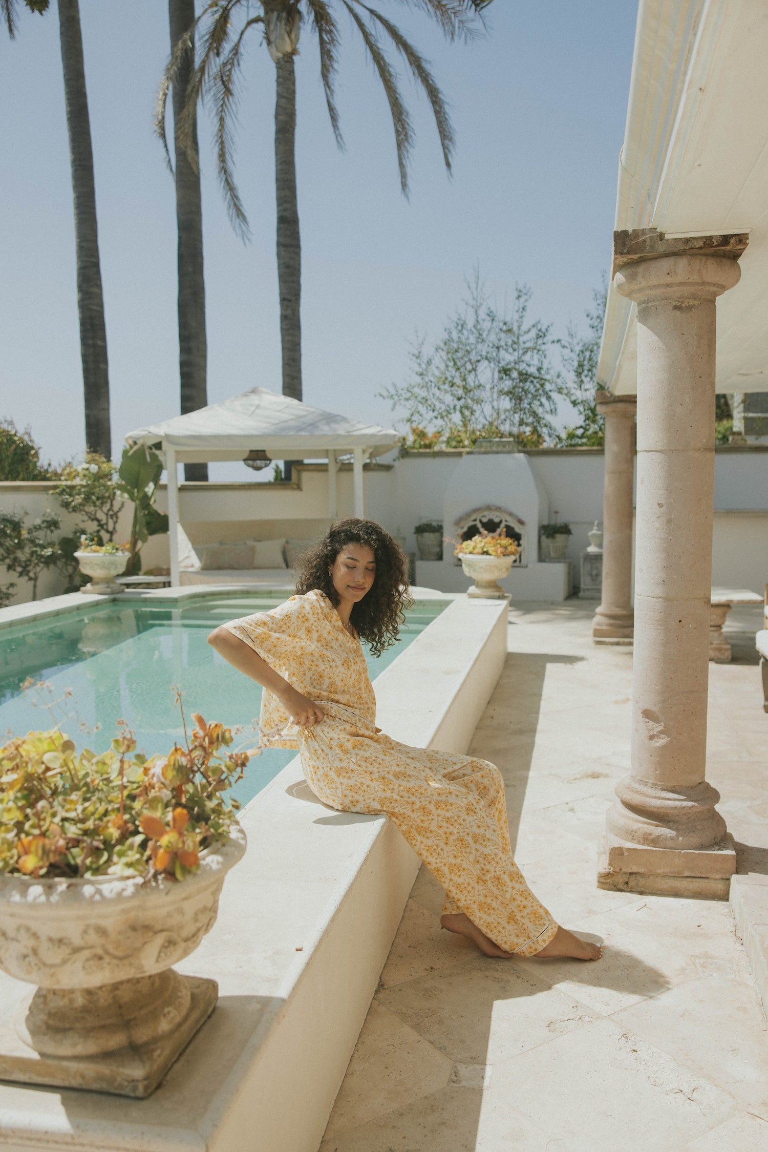 Floral two piece set and linen two piece set for women.