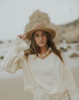 Boho beach top for women in cream.