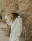 Boho beach top for women in cream.