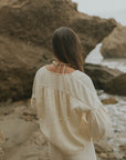 Muslin, cream matching beachwear set for women.