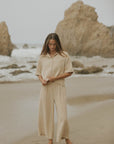 Brown muslin matching loungewear set for women.