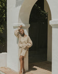 Boho beach top for women in brown.
