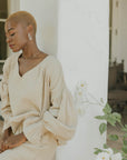 Muslin, brown matching beachwear set for women.