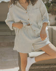 Striped boxer shorts luxury loungewear for women.
