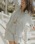 Striped boxer shorts luxury loungewear for women.