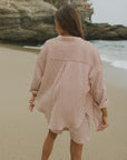 Striped matching shorts and top set for women.