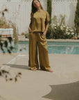 Matching silk sleepwear set for women.