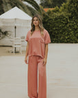 Silk loungewear top for women.