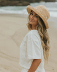 White linen two piece set for women.