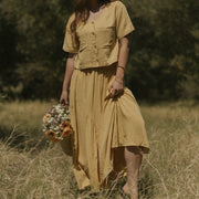 Isla Top in Honey | Linen Short Sleeve Blouse