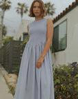 Mara Dress in Periwinkle | Lavender Ruched Full Length Dress